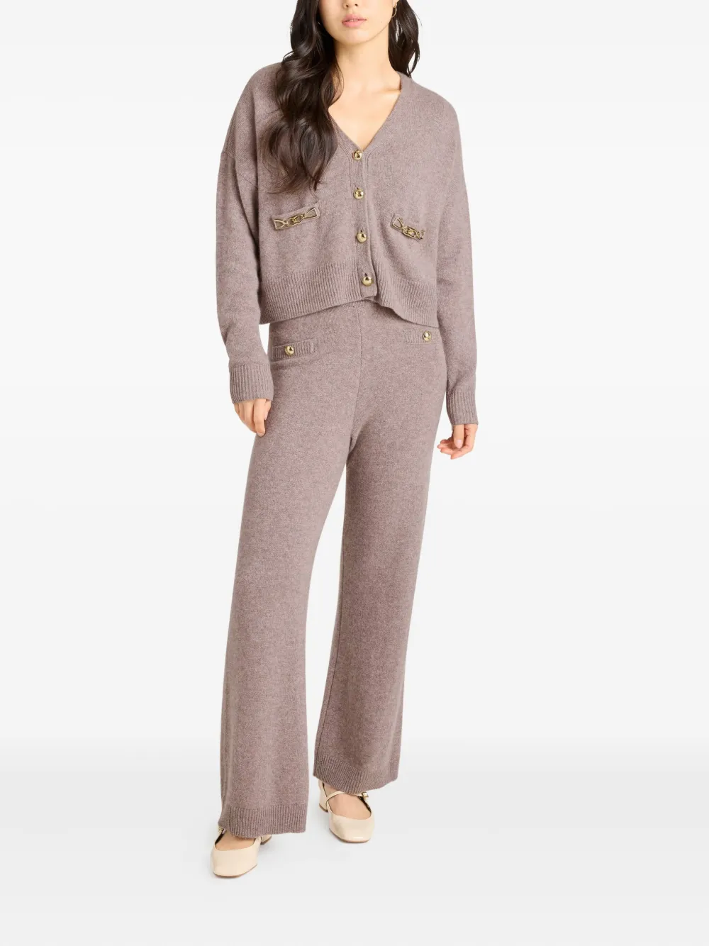 Cinq À Sept Kavita Chain-cashmere Cardigan In Brown