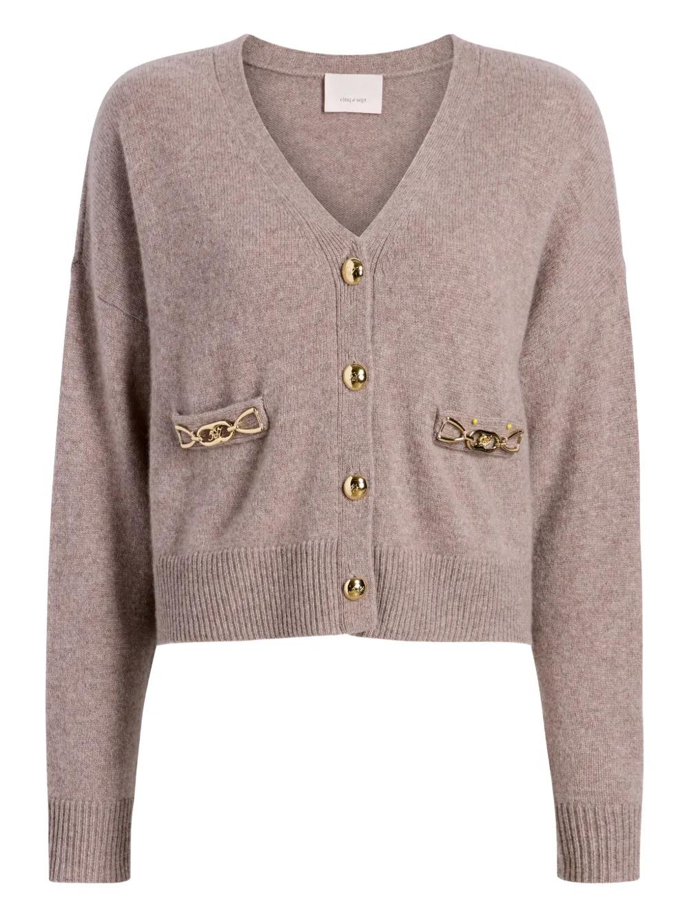 Cinq À Sept Kavita Chain-cashmere Cardigan In Brown