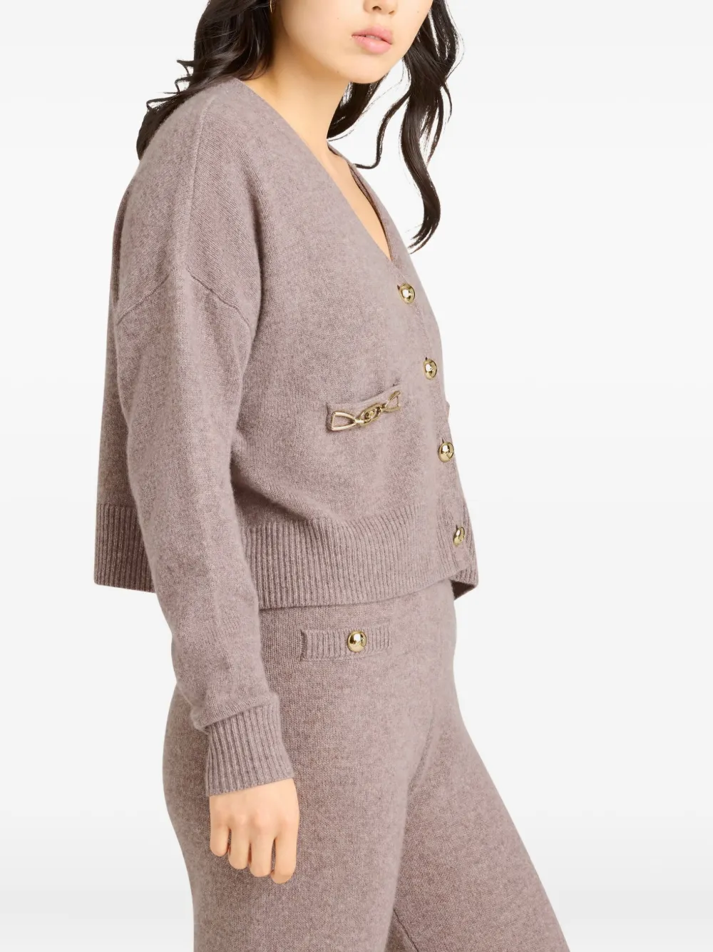 Cinq À Sept Kavita Chain-cashmere Cardigan In Brown