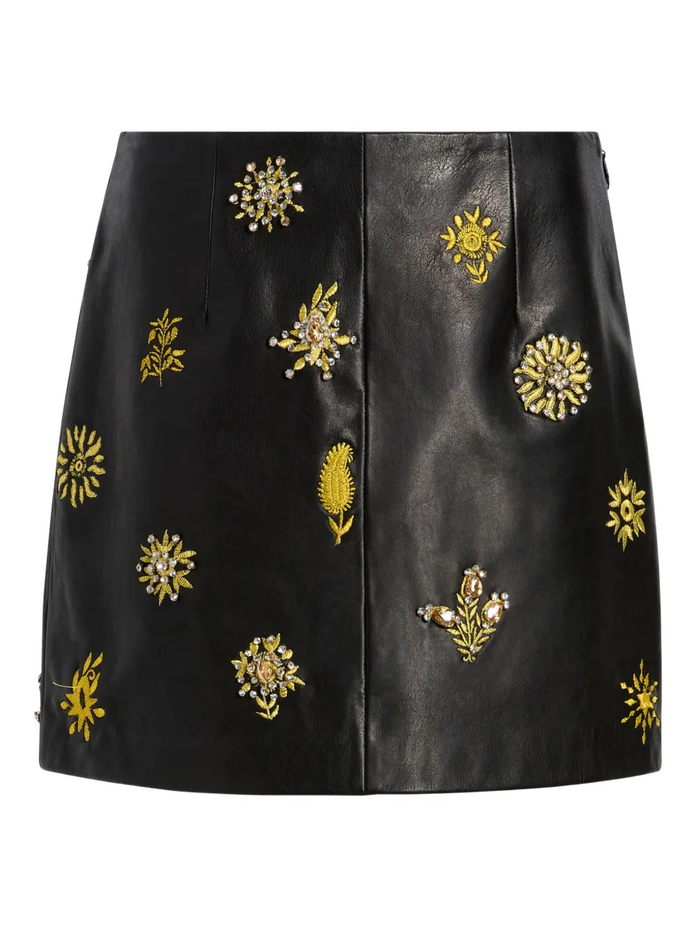 Cinq À Sept Embellished Leather Skirt In Black