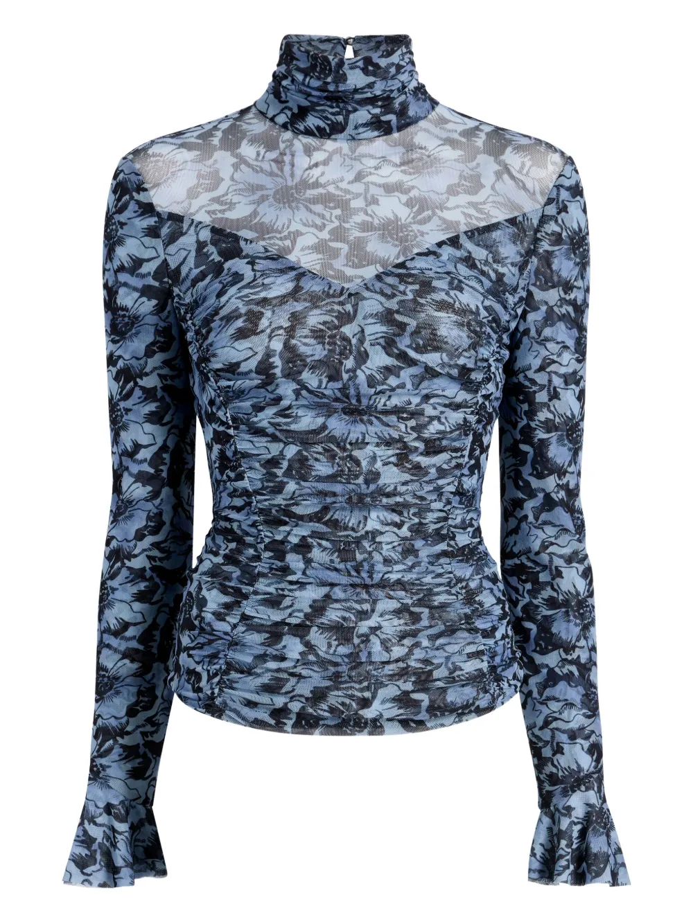 Cinq A Sept floral-print high-neck top | Blue | Image 1