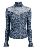 Cinq A Sept floral-print high-neck top - Blue