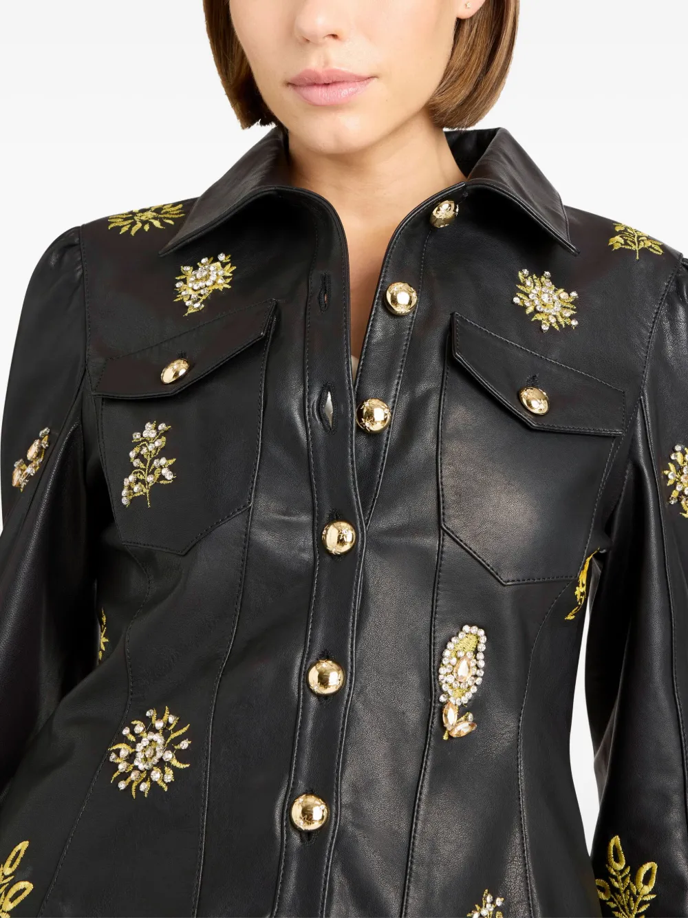 Cinq À Sept Leila Sarita Embellished-leather Jacket In Black