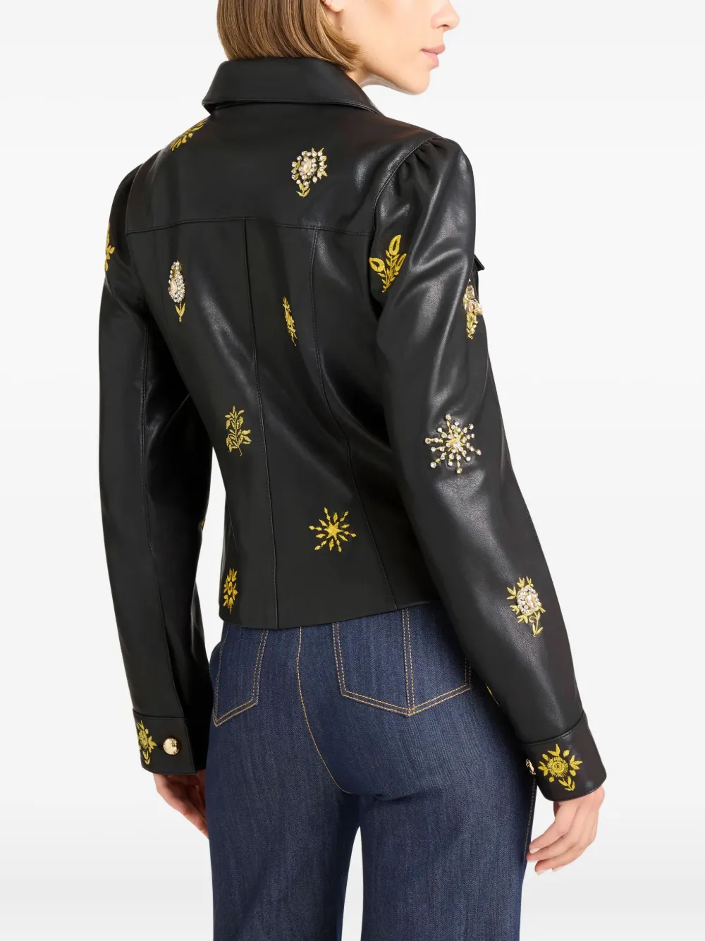 Cinq À Sept Leila Sarita Embellished-leather Jacket In Black
