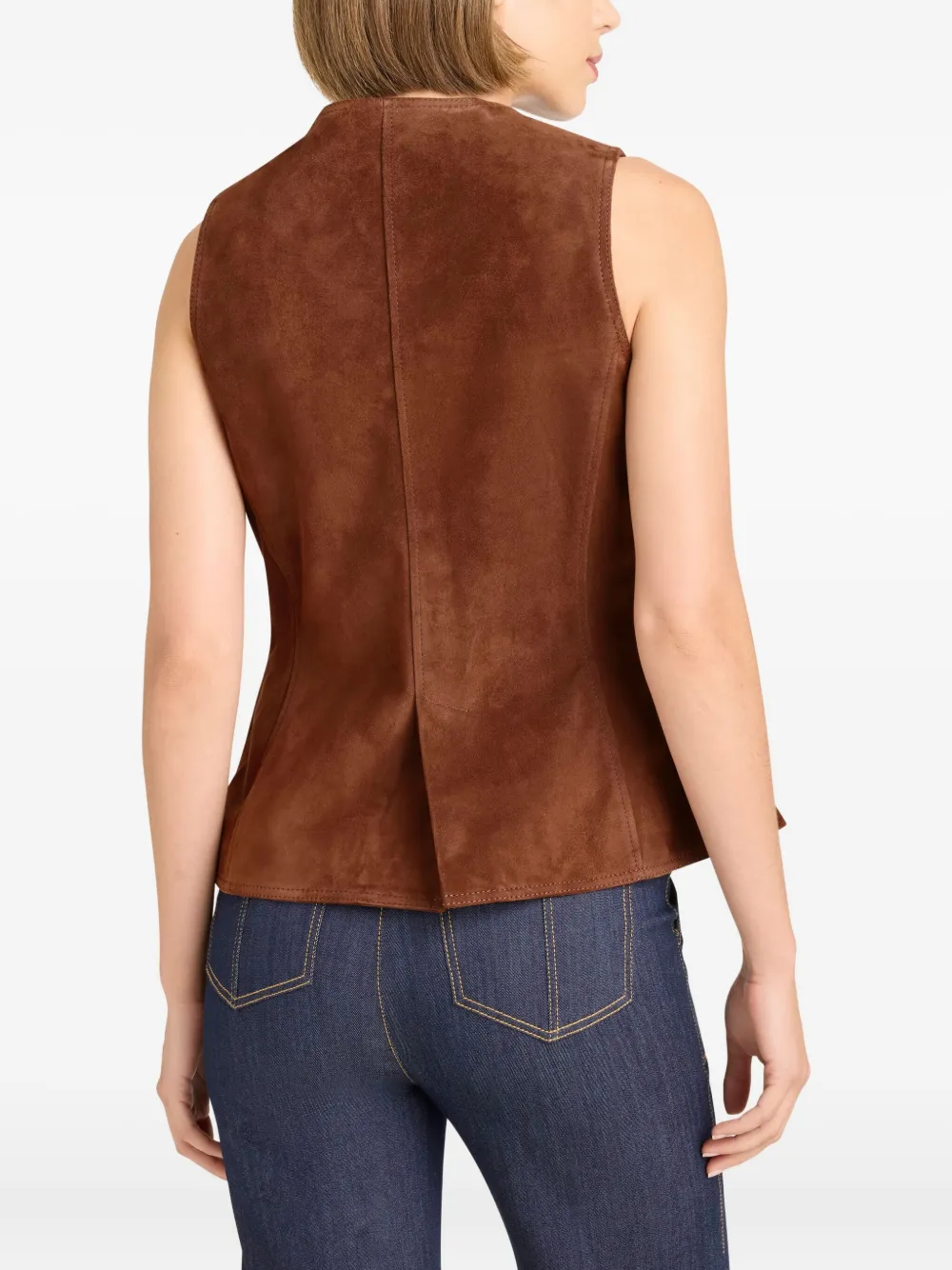 Cinq À Sept Chris Buttoned-pocket Suede Gilet In Brown