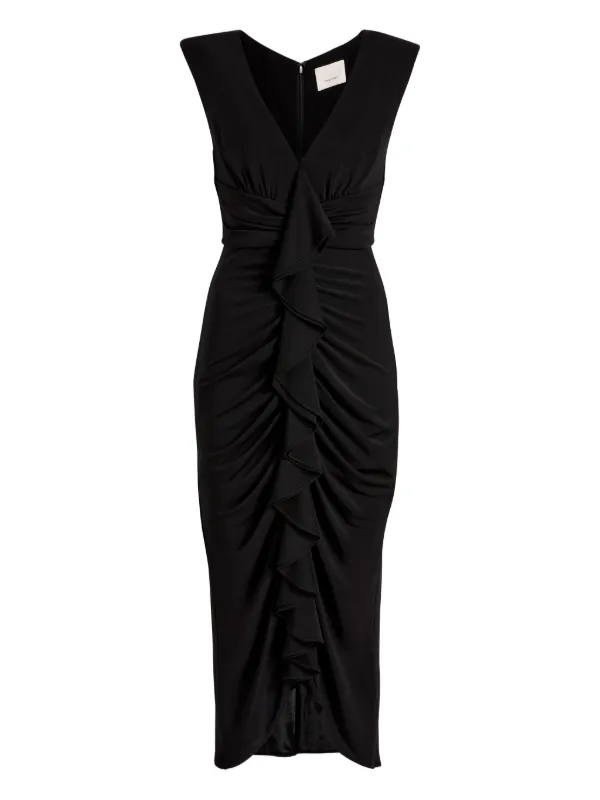 Cinq A Sept Ruched v-neck Dress | Black | FARFETCH GE