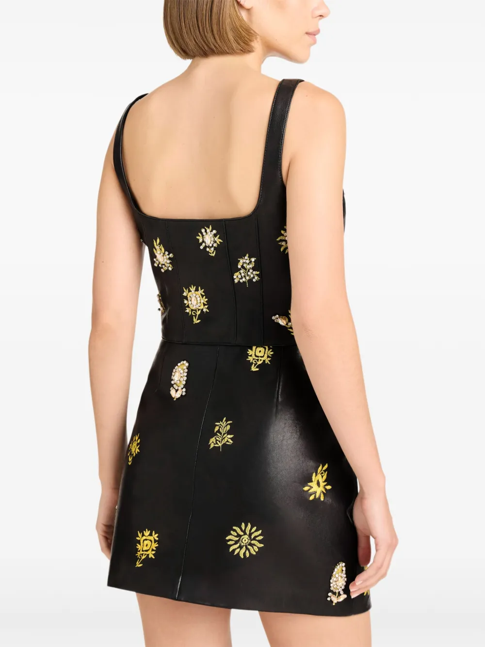 Cinq À Sept Embellished Buttoned Leather Top In Black