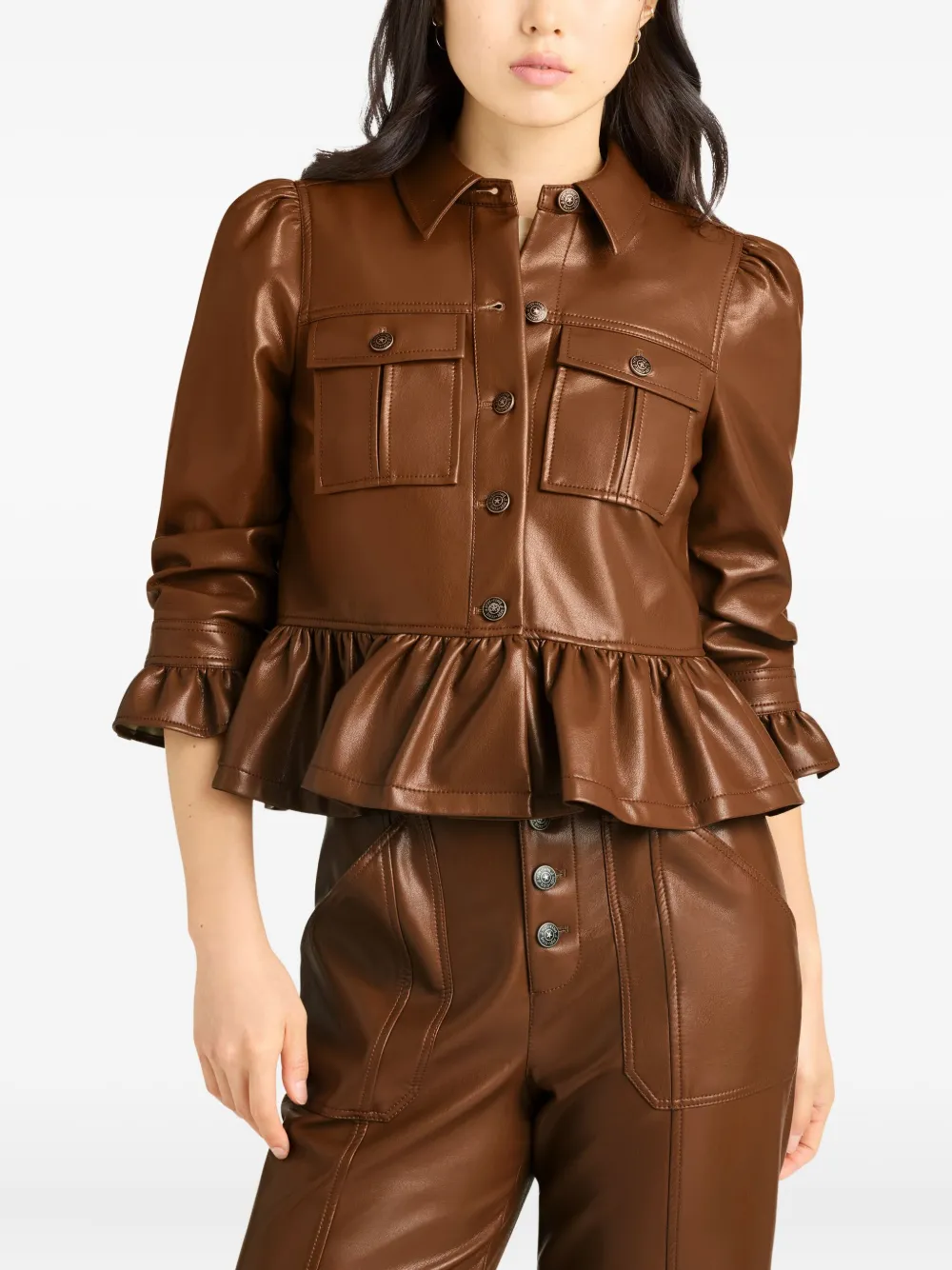 Cinq A Sept Jack met pofmouwen en ruches Bruin