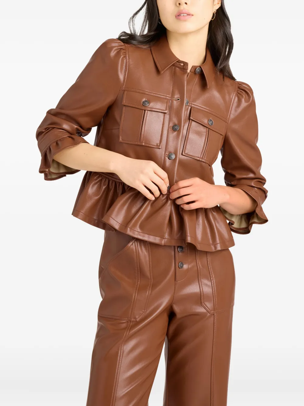 Cinq A Sept Jack met pofmouwen en ruches Bruin