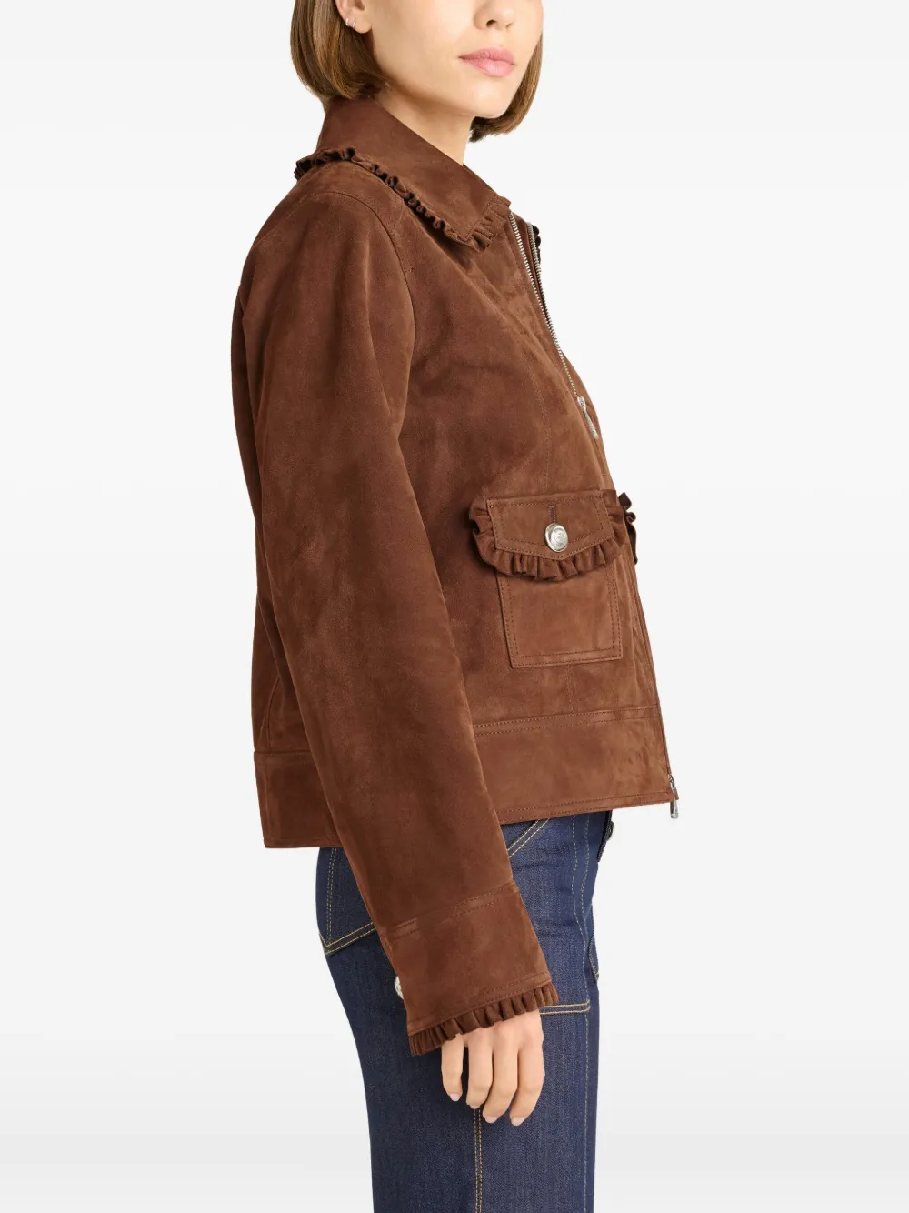 SYBIL 荷叶边绒面皮夹克