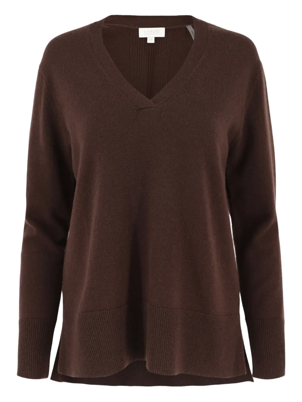 Kinross Cashmere piped V-neck sweater Bruin