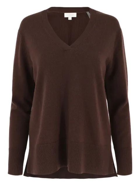 Kinross Cashmere piped V-neck sweater