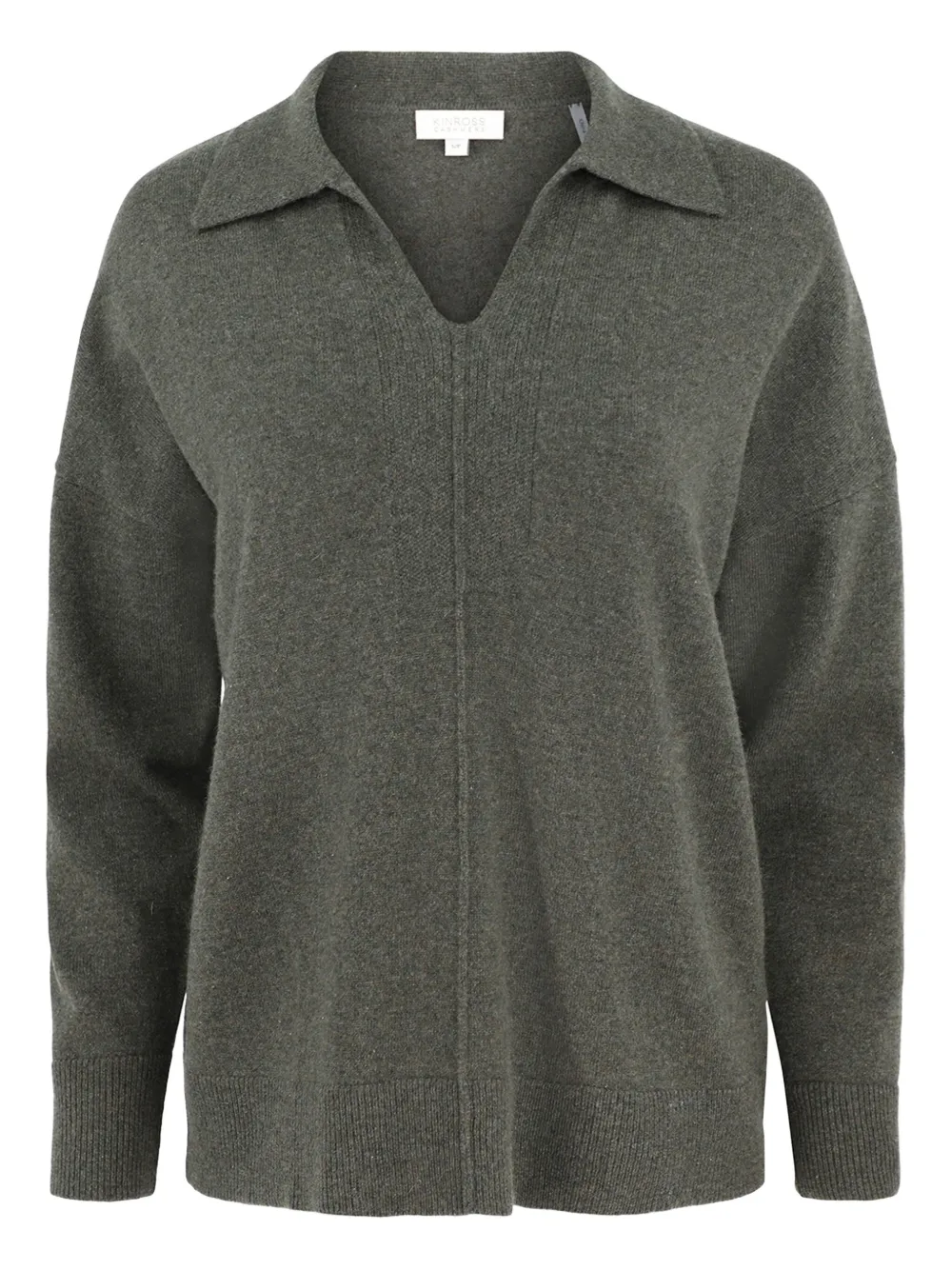 Kinross Cashmere V-neck polo-collar sweater Groen