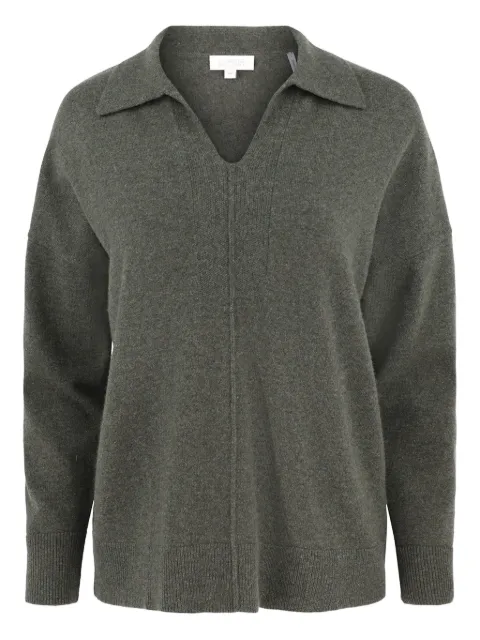 Kinross Cashmere V-neck polo-collar sweater