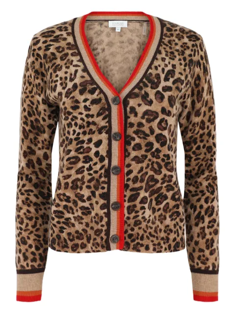 Kinross Cashmere leopard-print tipped cardigan