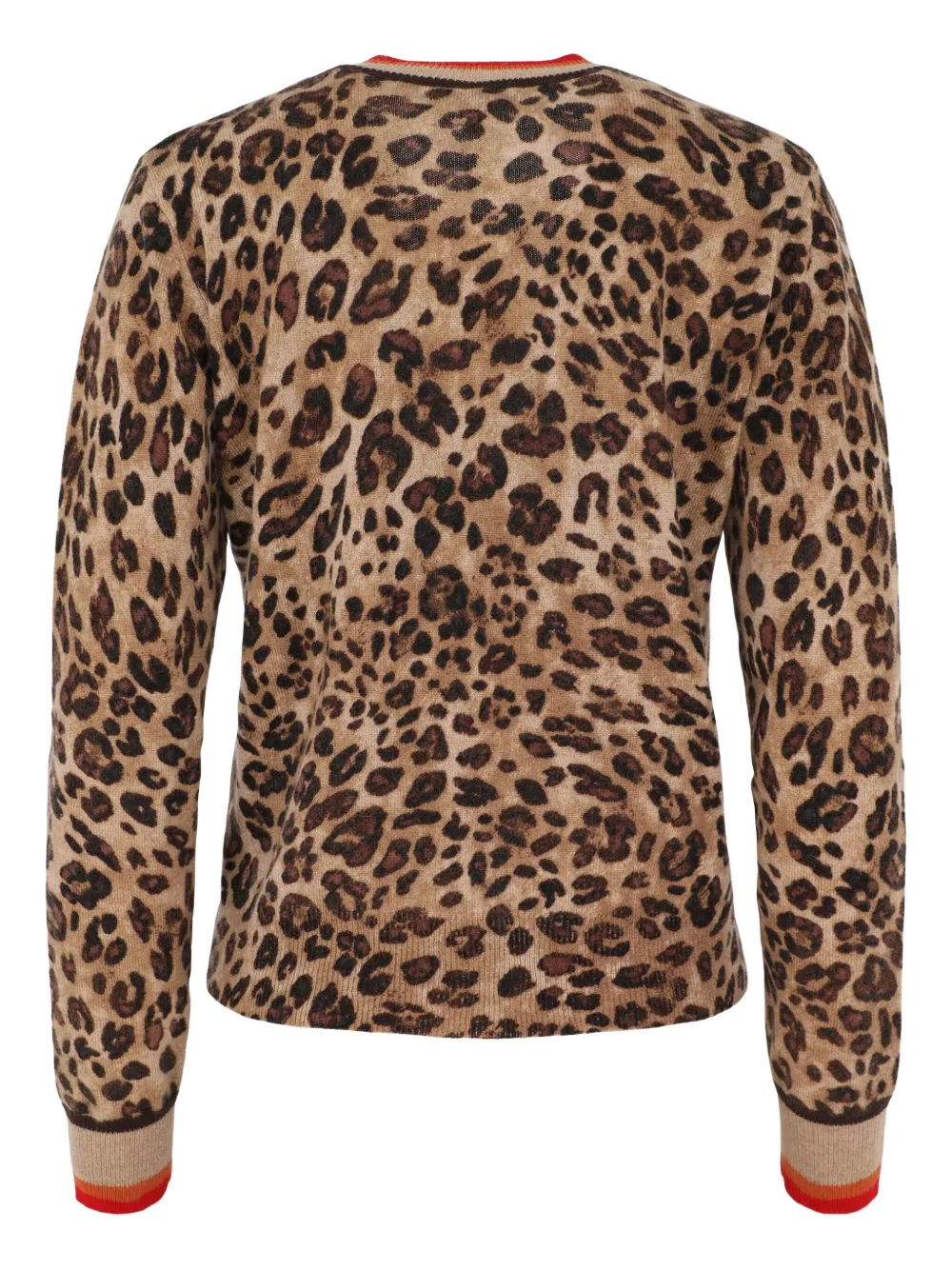 Kinross Cashmere Leopard-print Tipped Cardigan In Brown