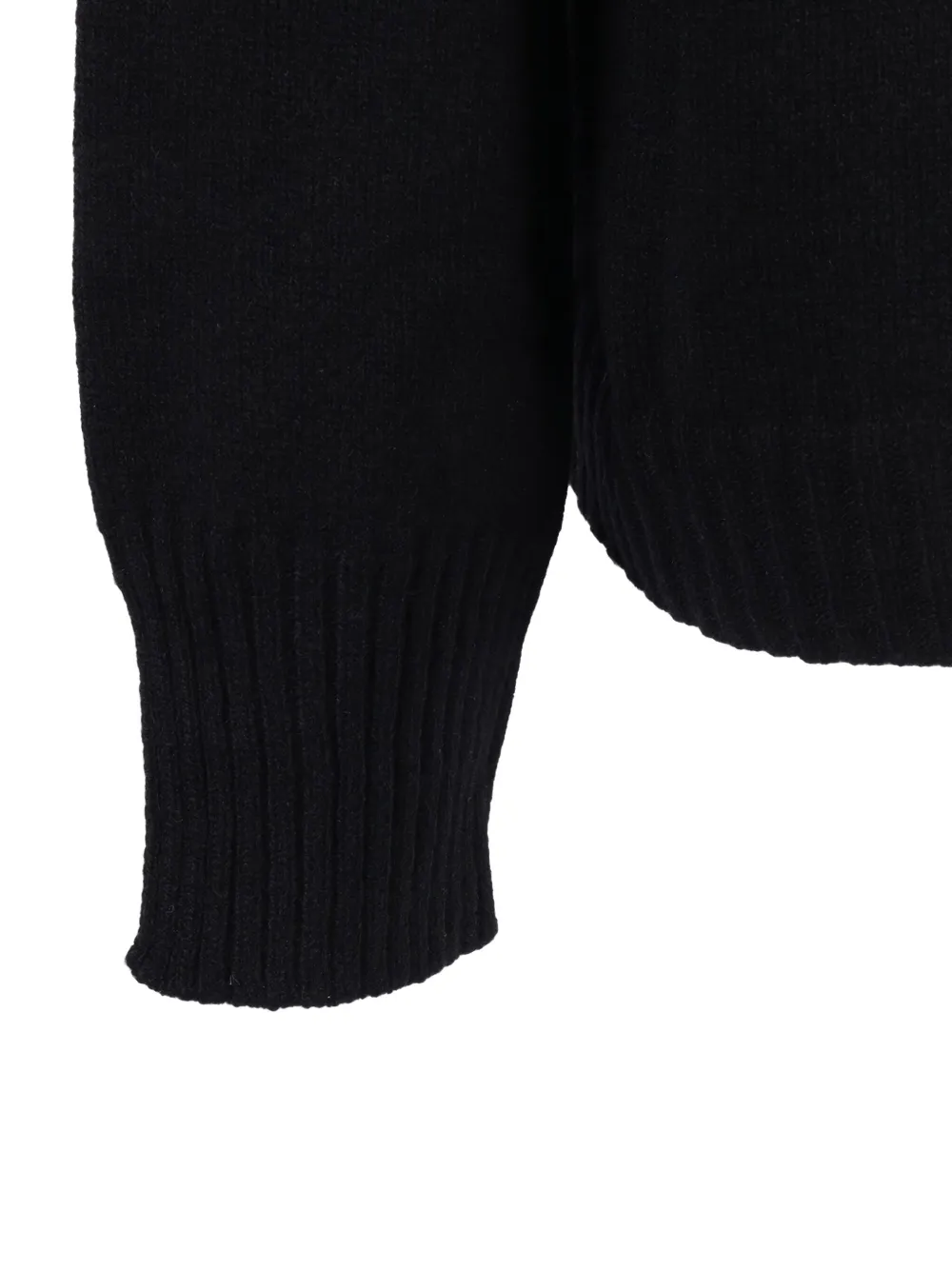 Kangra Cashmere Boxing Crewneck Sweater With Buttoned Sleeves In Black