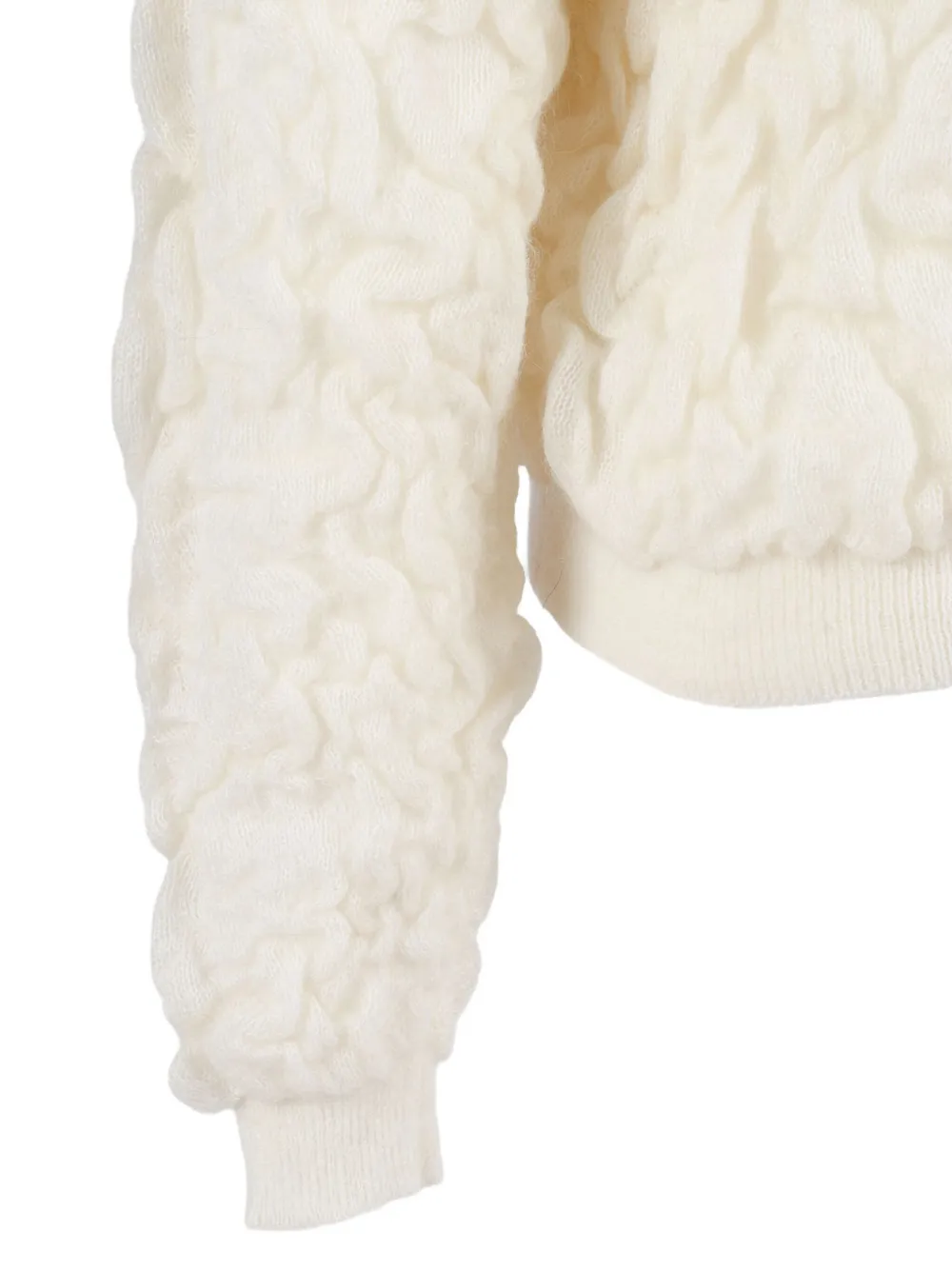 Fabiana Filippi Mohair Bomber Jacket With Embossed Butter-colored Workmanship In Neutral