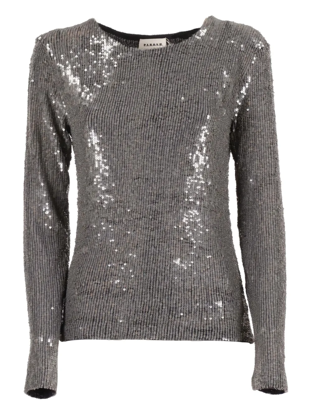 P.a.r.o.s.h Sequin-embellished Long-sleeve T-shirt In Gray
