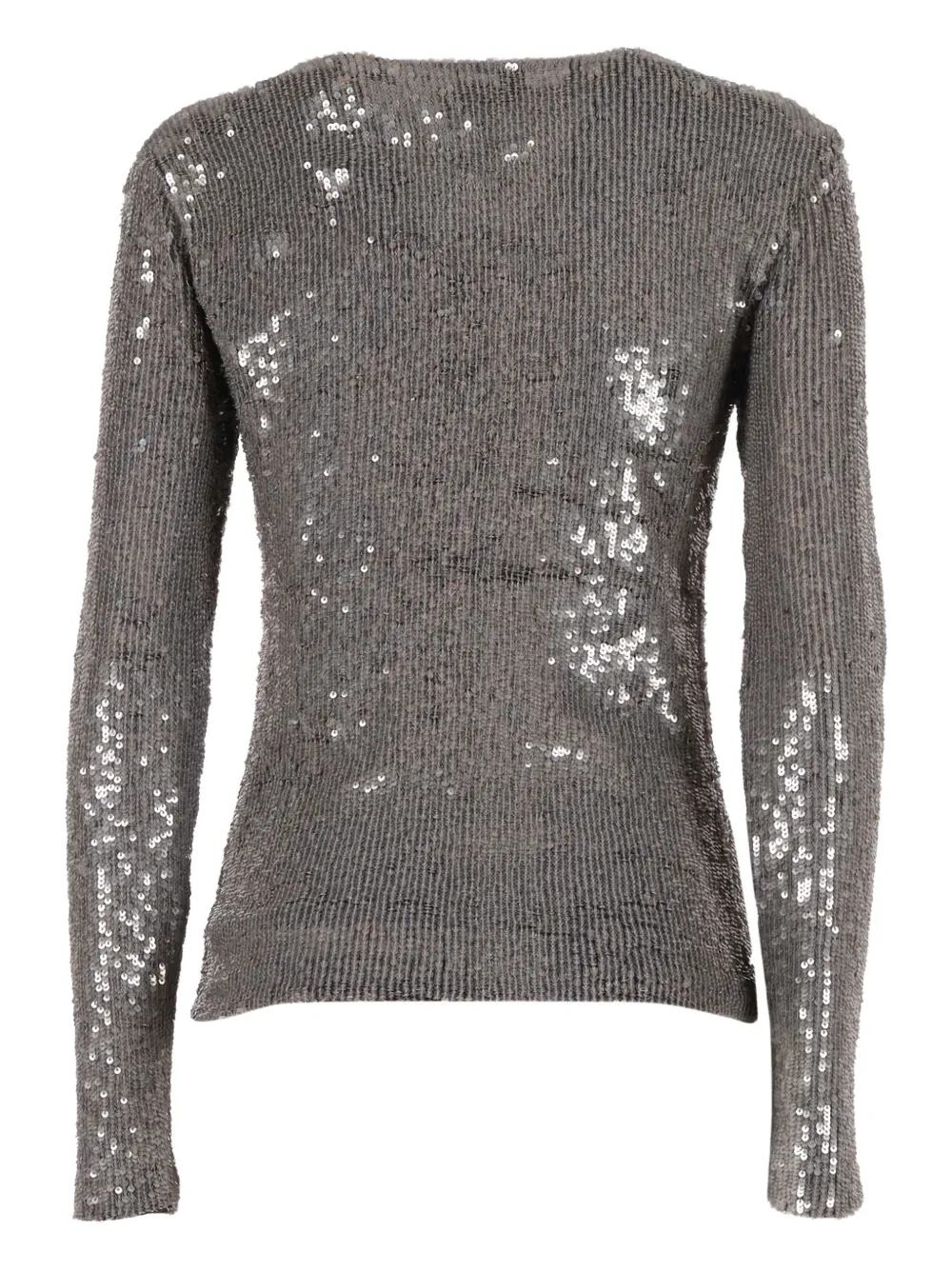 P.a.r.o.s.h Sequin-embellished Long-sleeve T-shirt In Gray