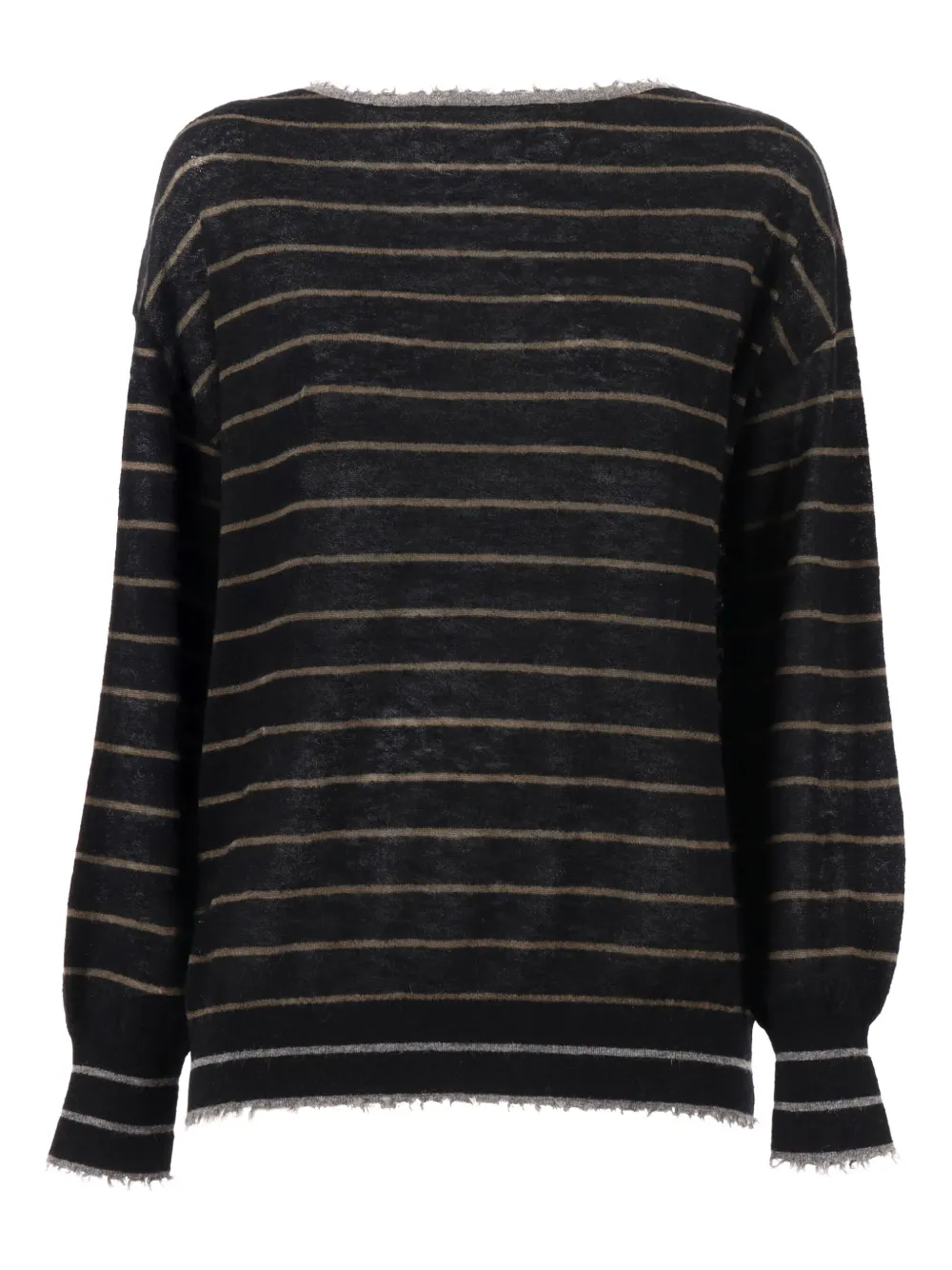 Kangra striped frayed-edge sweater | Black | Image 1