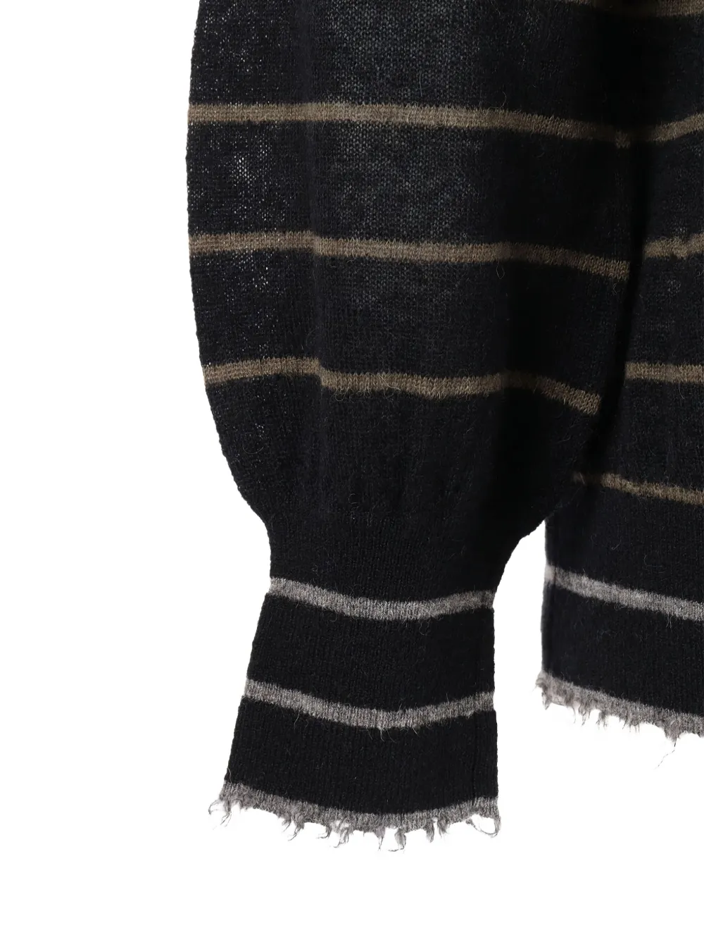  Kangra Striped Frayed-edge Sweater - Black 