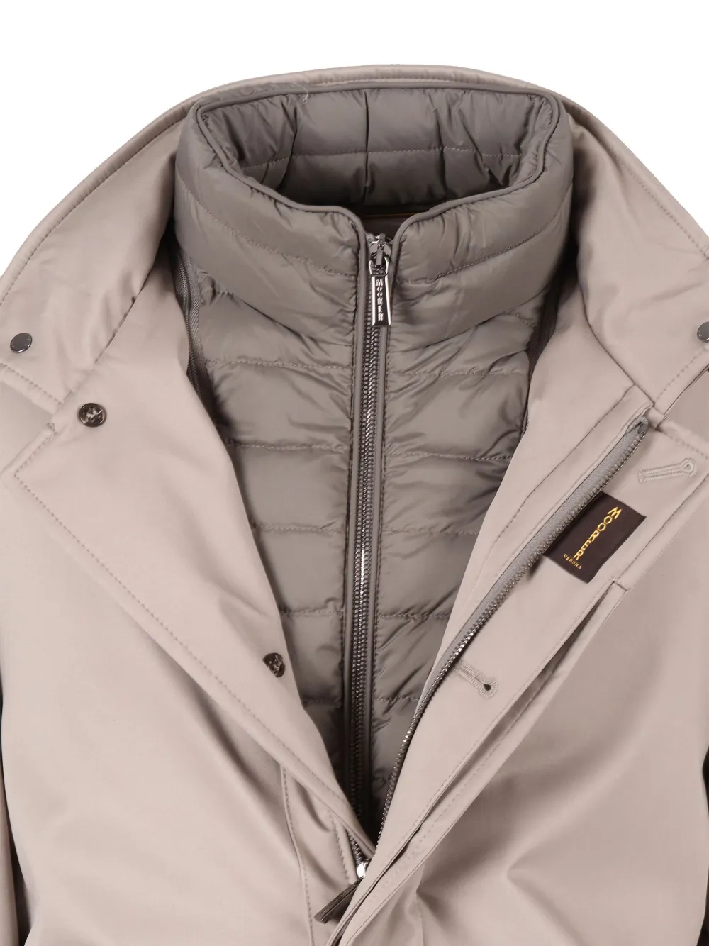 Moorer buttoned single-breasted padded jacket Beige