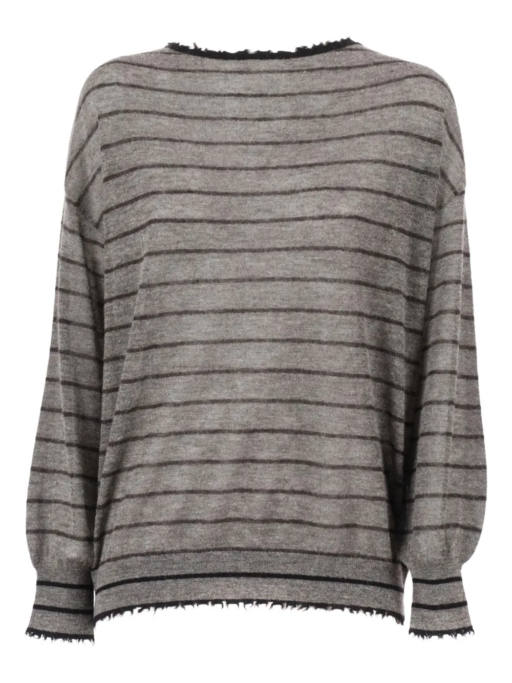 Kangra striped frayed-edge sweater | Grey | Image 1