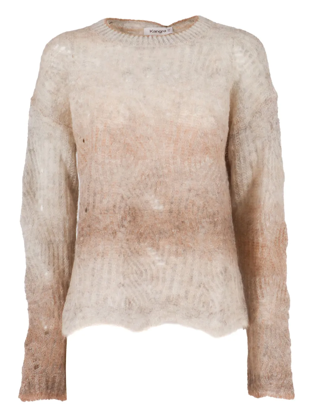 Kangra Cashmere Round-neck Faded Effect Sweater In Neutral