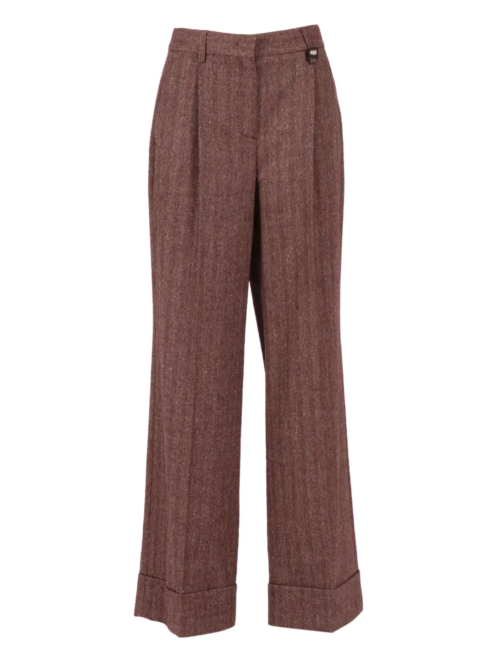Lorena Antoniazzi pleated herringbone trousers Bruin