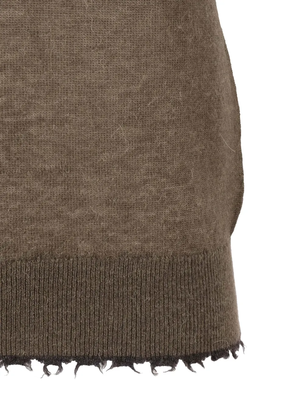 Kangra Cashmere Fine Knit Top With Distressed Edges In Brown