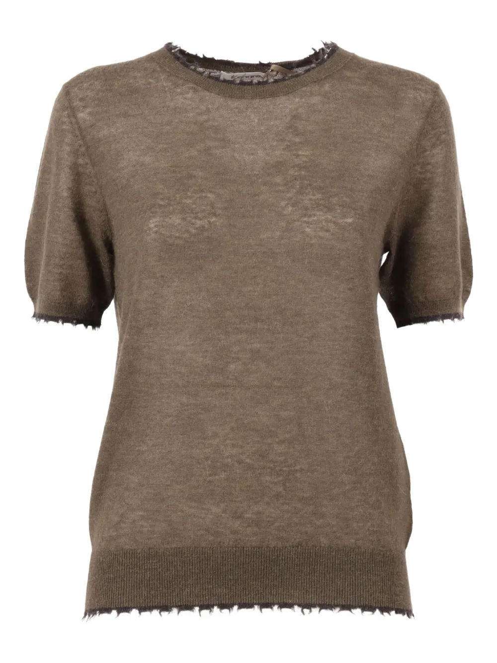 Kangra frayed-hem knitted T-shirt | Brown | Image 1