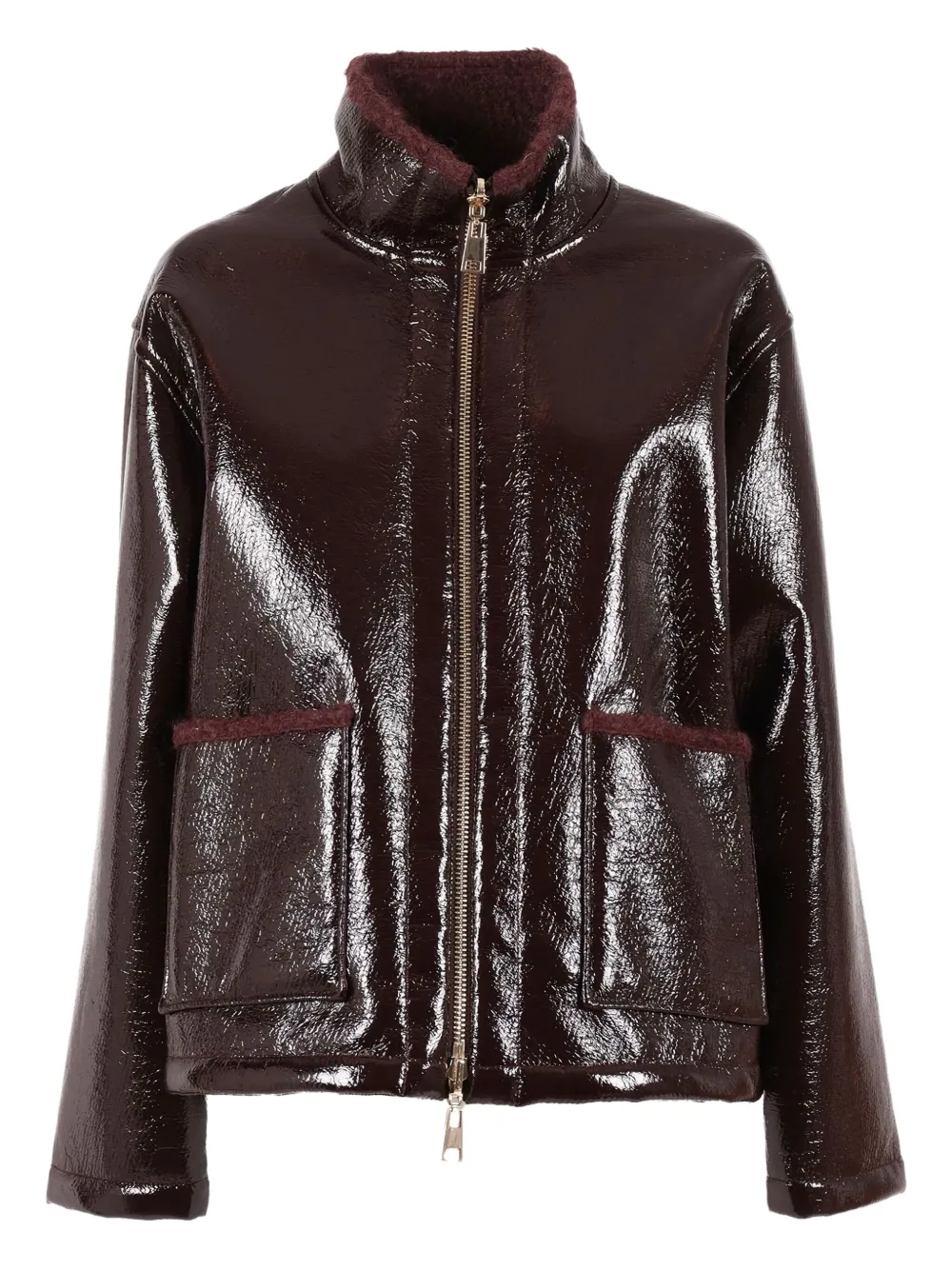 Lorena Antoniazzi high-neck zip-front jacket Rood