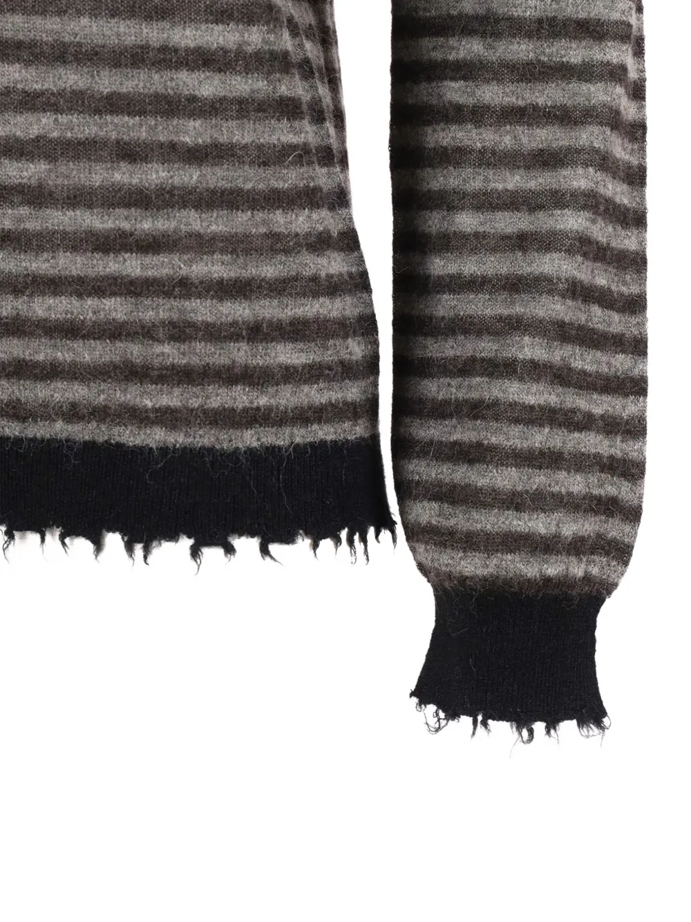 Kangra Cashmere Striped Frayed-edge Sweater In Brown