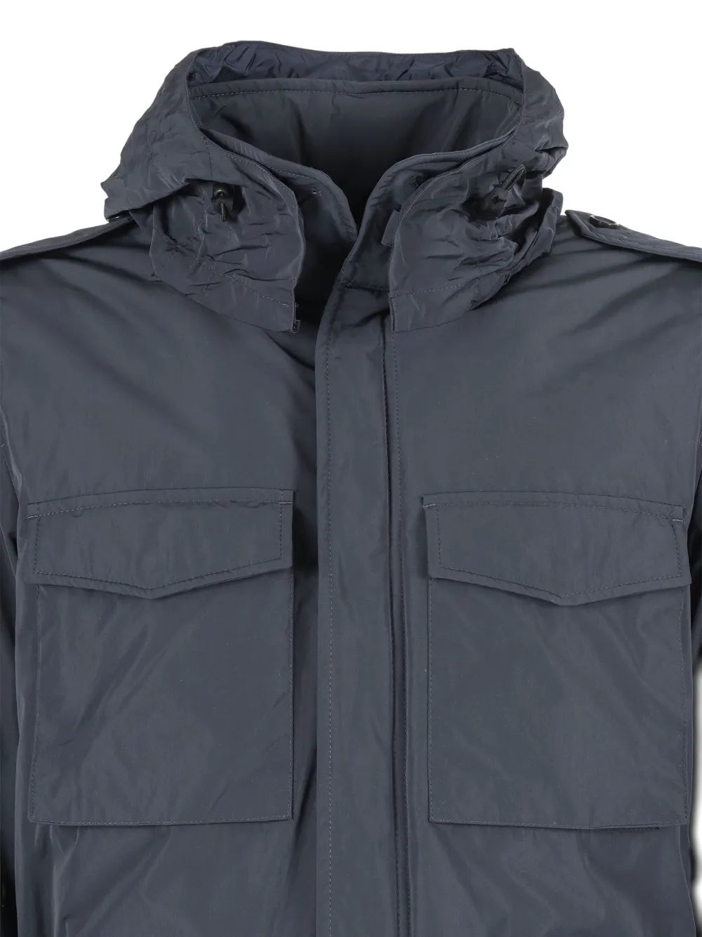 Aspesi Hooded Flap-pocket Jacket In Blue