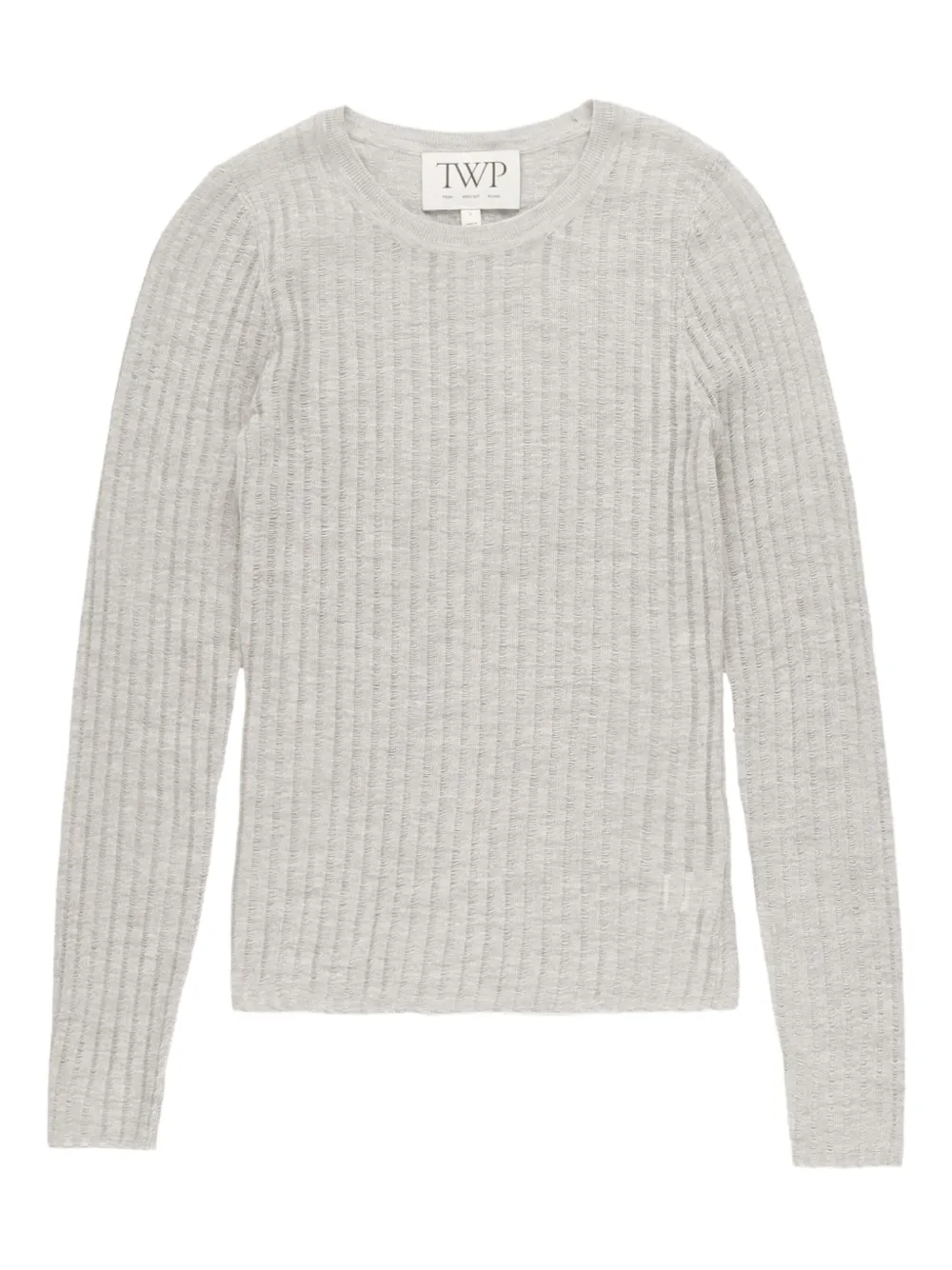Twp Ribbed Crew-neck Top In Gray