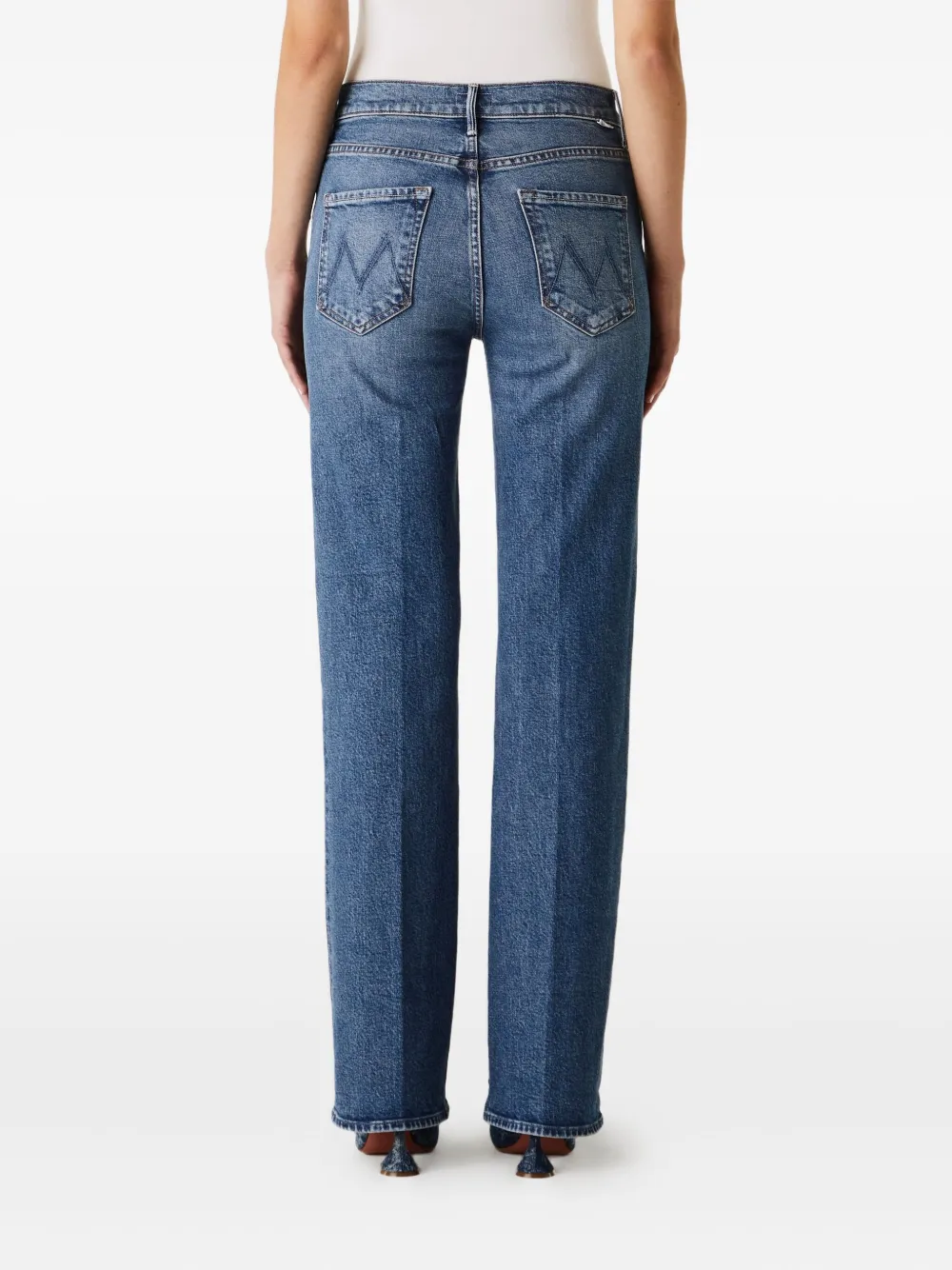 Mother Straight Leg Jeans In Blue