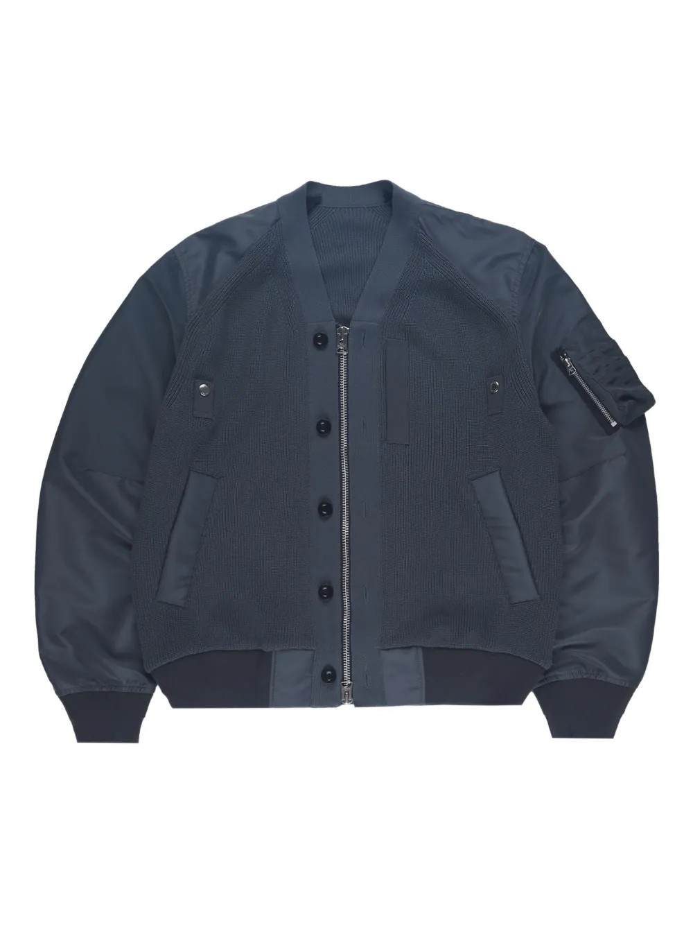 sacai knit-panel bomber jacket | Blue | Image 1