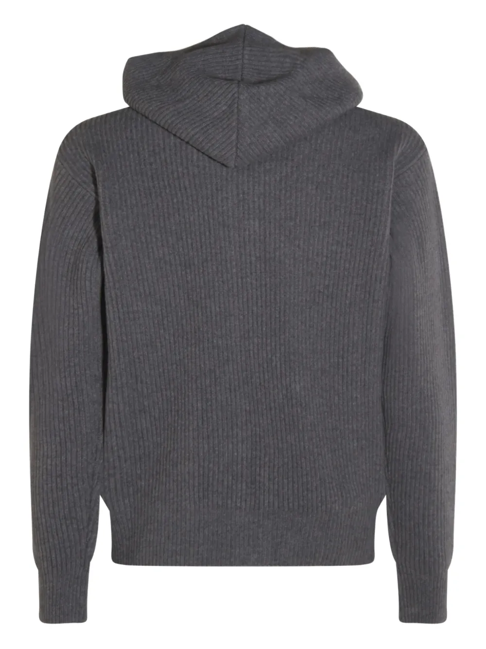 Lardini ribbed zip-up knitted hoodie Grijs