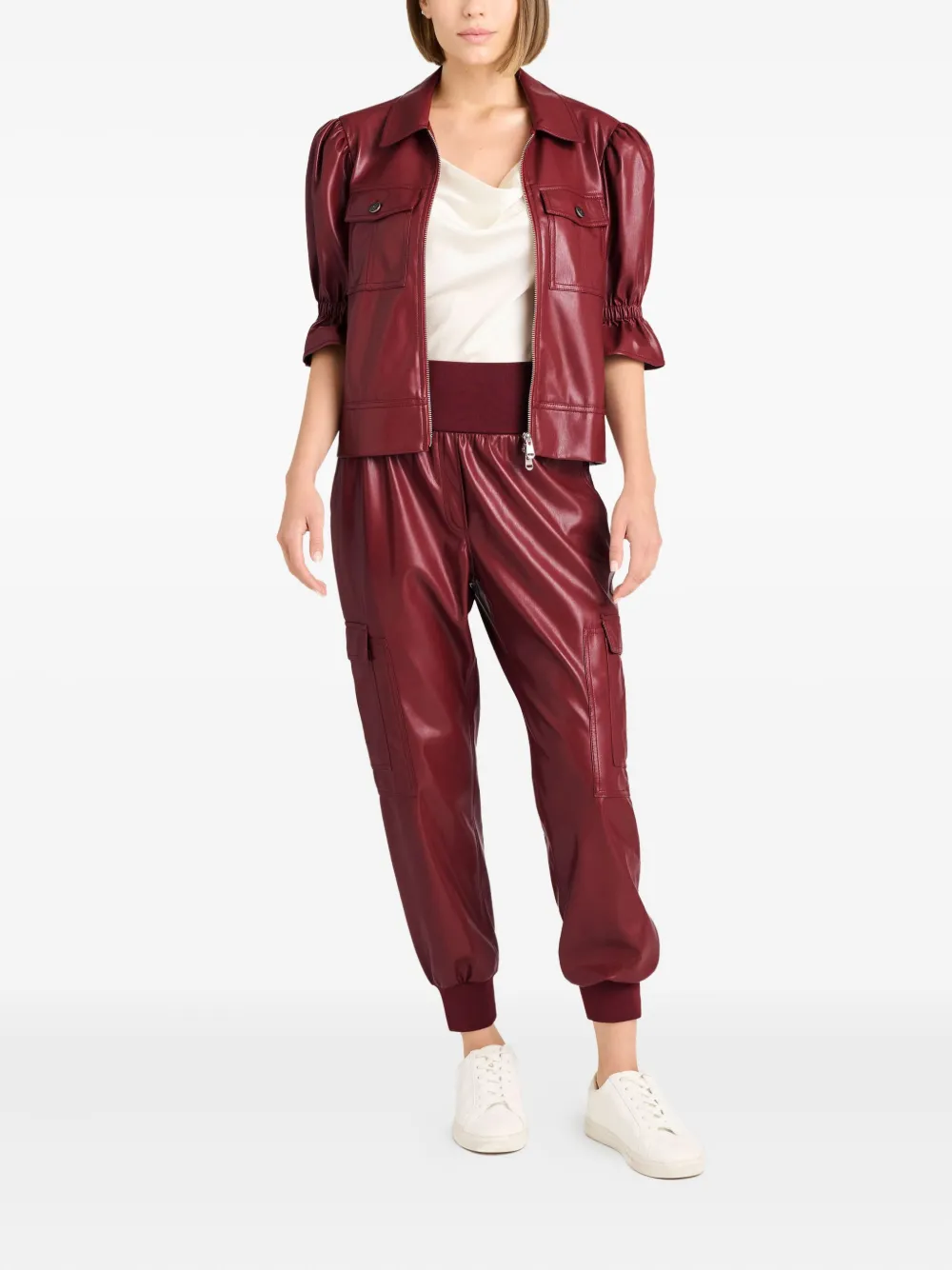 Cinq A Sept Holly puff-sleeve pocket jacket | Leather Jackets | Image 2