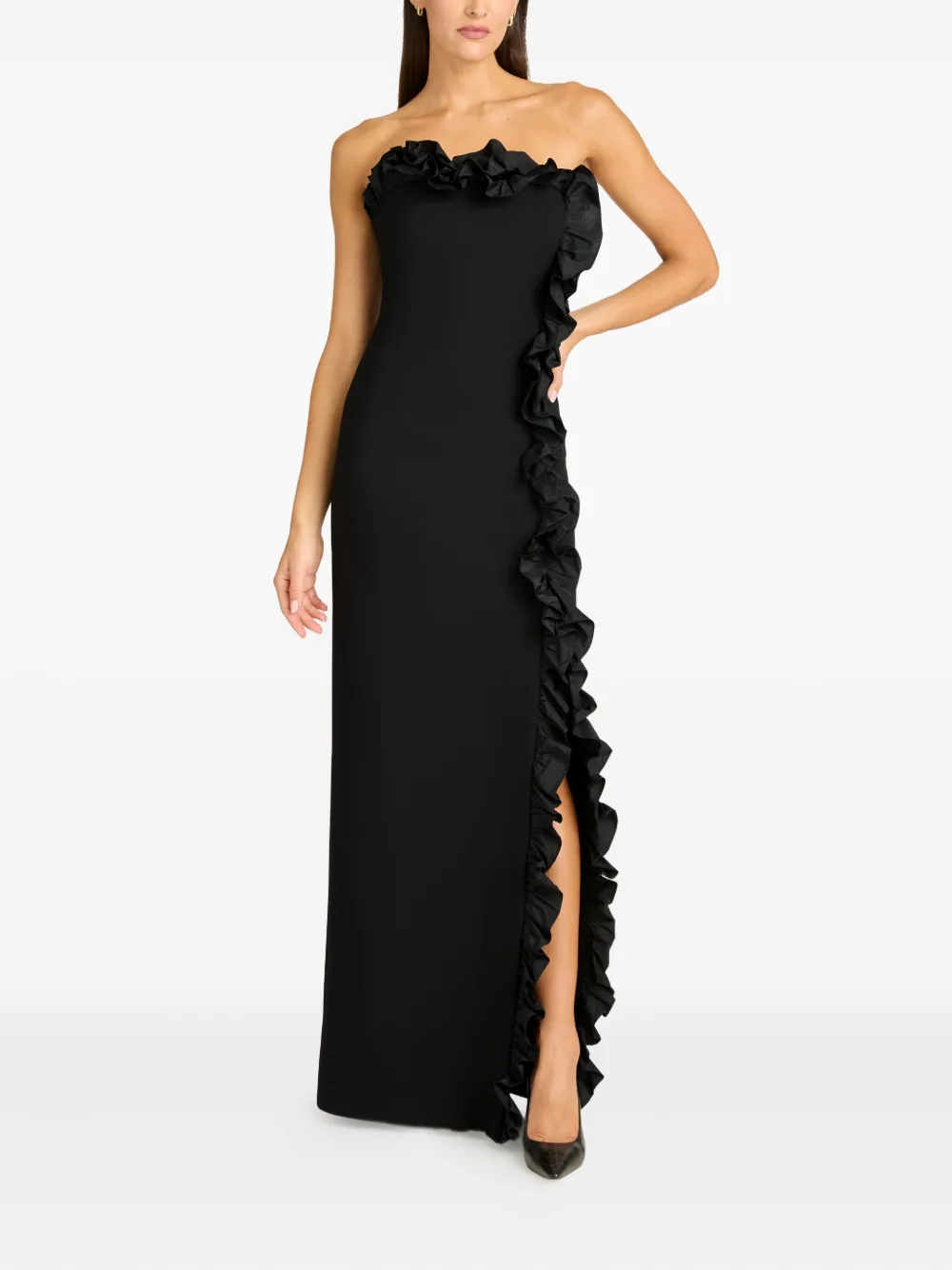Cinq A Sept Strapless jurk met ruches - Zwart
