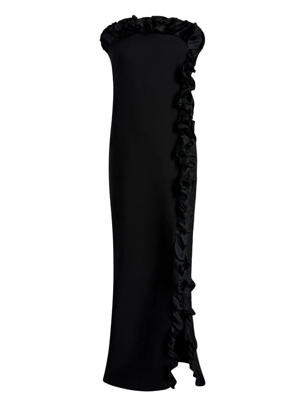 Cinq À Sept Ruffle-detail Strapless Gown In Black