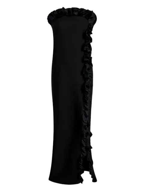 Cinq A Sept vestido de fiesta strapless con detalle de volantes