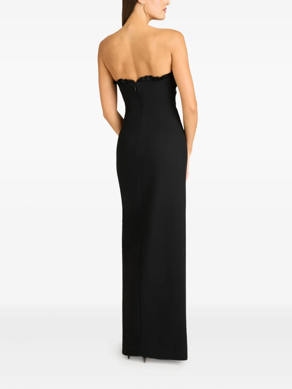 Cinq À Sept Ruffle-detail Strapless Gown In Black