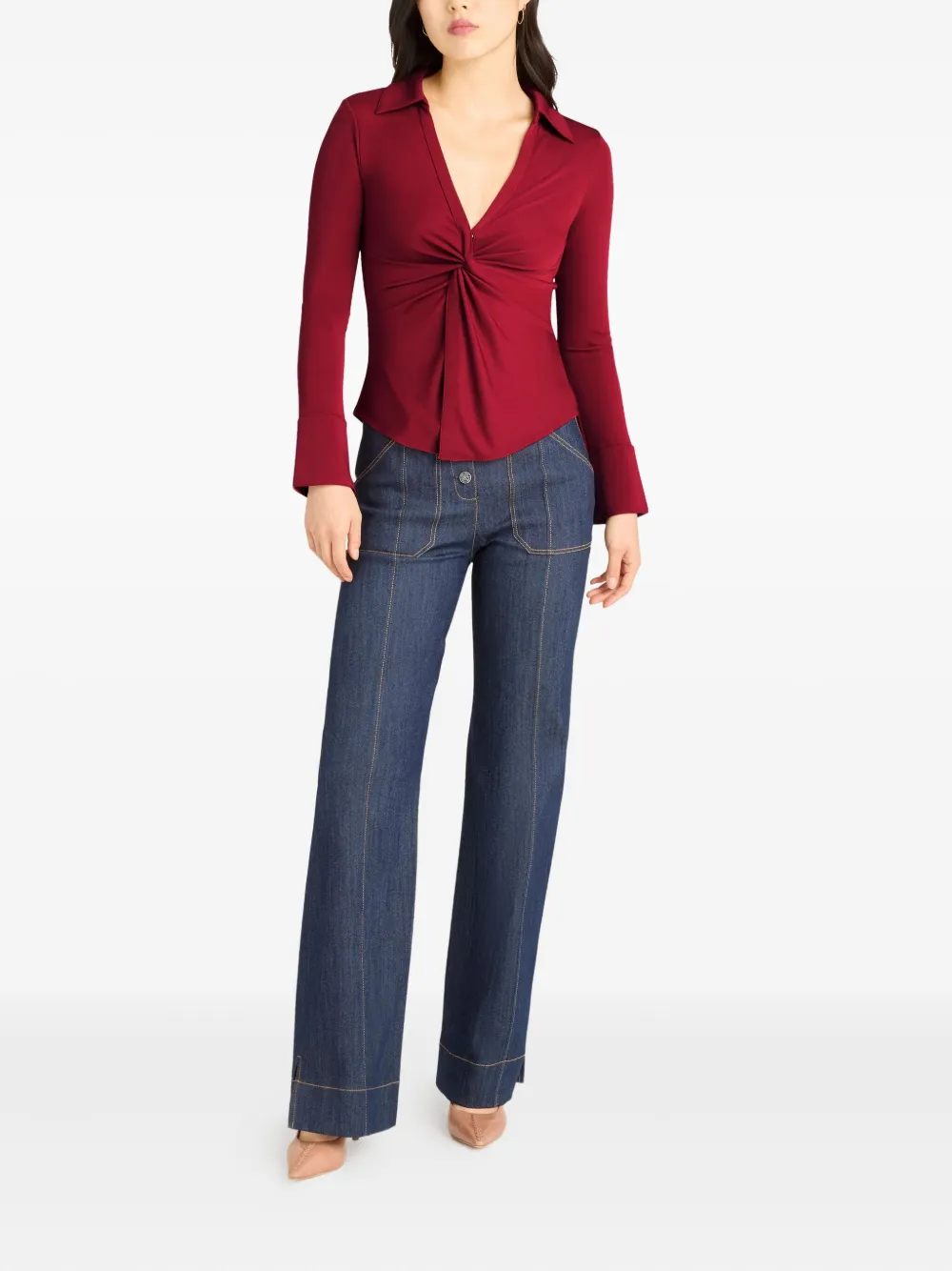 Cinq A Sept Gesmockte top - Rood