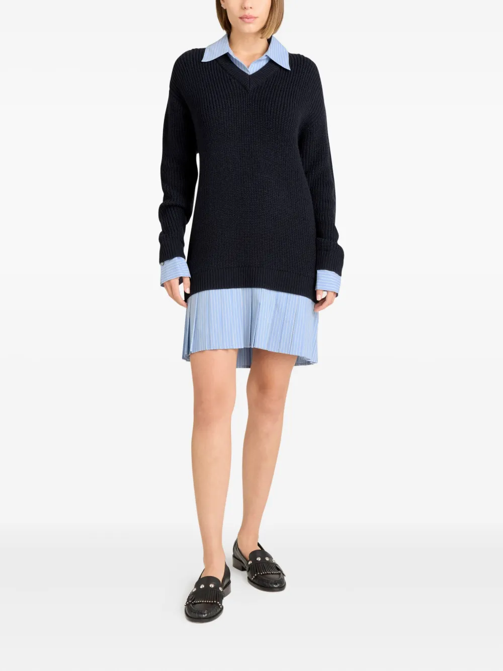 Cinq A Sept v-neck pleated-skirt dress | Sweater Dresses | Image 2
