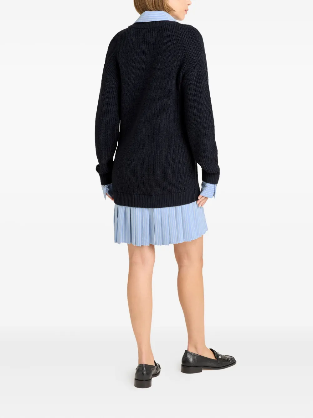 Cinq A Sept Jurk met geplooide rok en V-hals Zwart