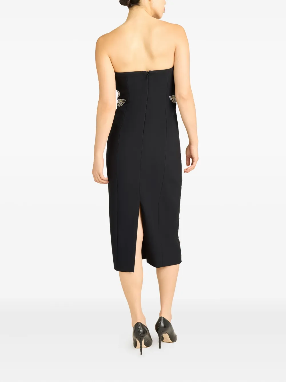 Cinq A Sept Niles strapless midi-jurk met bloemenprint Zwart