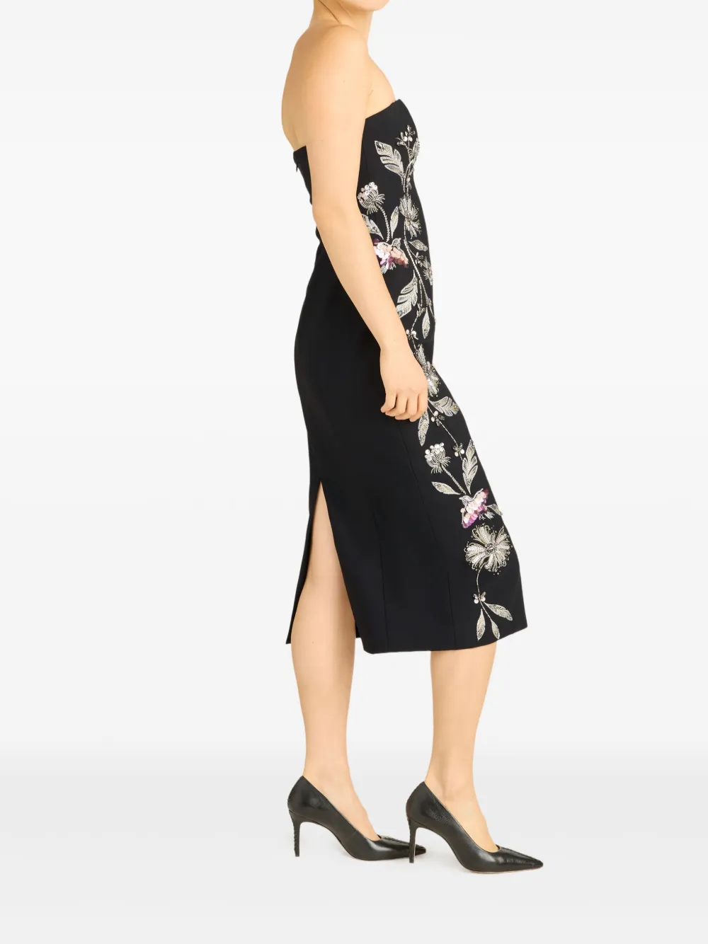Cinq A Sept Niles strapless midi-jurk met bloemenprint Zwart
