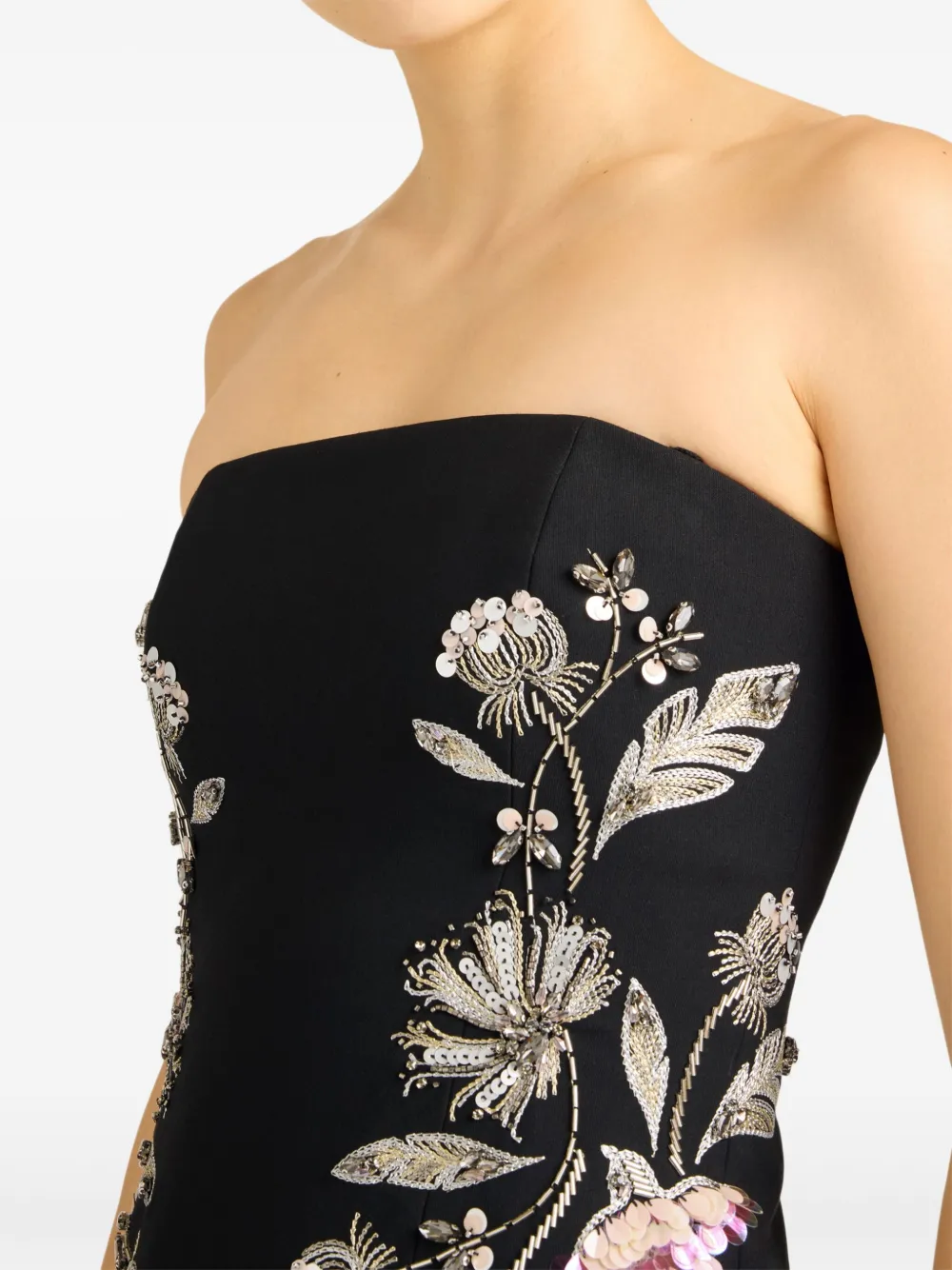 Cinq A Sept Niles strapless midi-jurk met bloemenprint Zwart